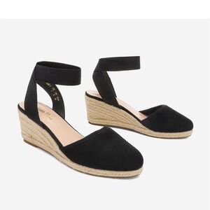 Black Wedge Espadrille Closed Toe Wedges Size 7